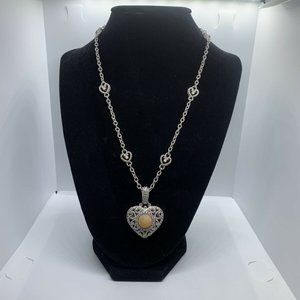 Judith Ripka Sterling Silver Open Heart Necklace & Pendant Set W/ Yellow Citrine